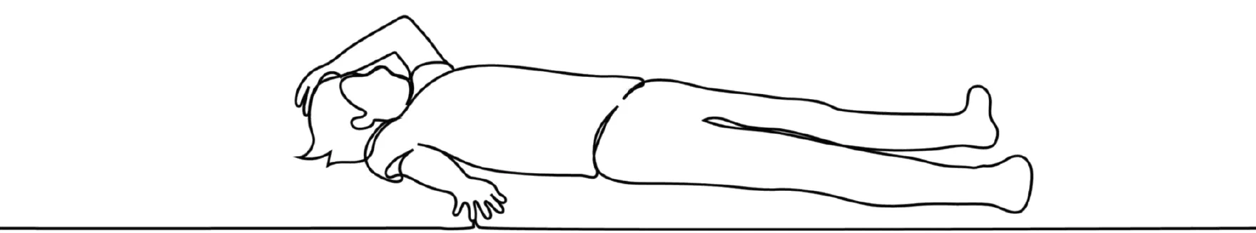 A line drawing of a runner lying face-down on the floor.